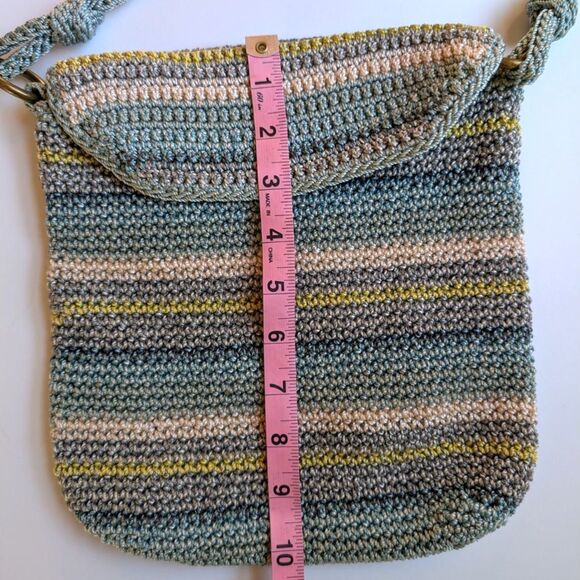 The Sak Boho Crochet Crossbody Bag - Striped Blue Green - Picture 11 of 12